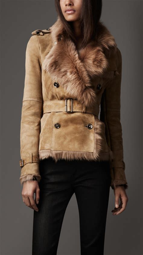 burberry london belted shearling coat|burberry shearling cropped jacket.